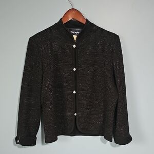 Vintage Belmonde Black/silver Textured Jacket Size US 12